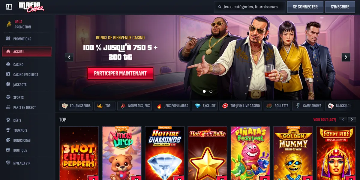 Bannière promotionnelle de Mafia Casino