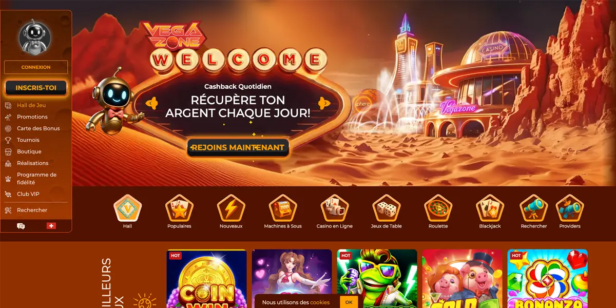 Bannière promotionnelle de Vegazone Casino