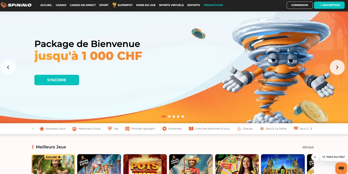 Bannière promotionnelle de Spininio Casino, univers pirate