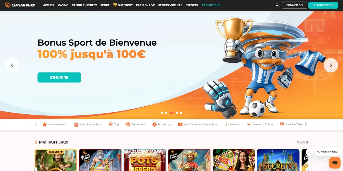 Bannière promotionnelle de Spininio Casino, univers pirate