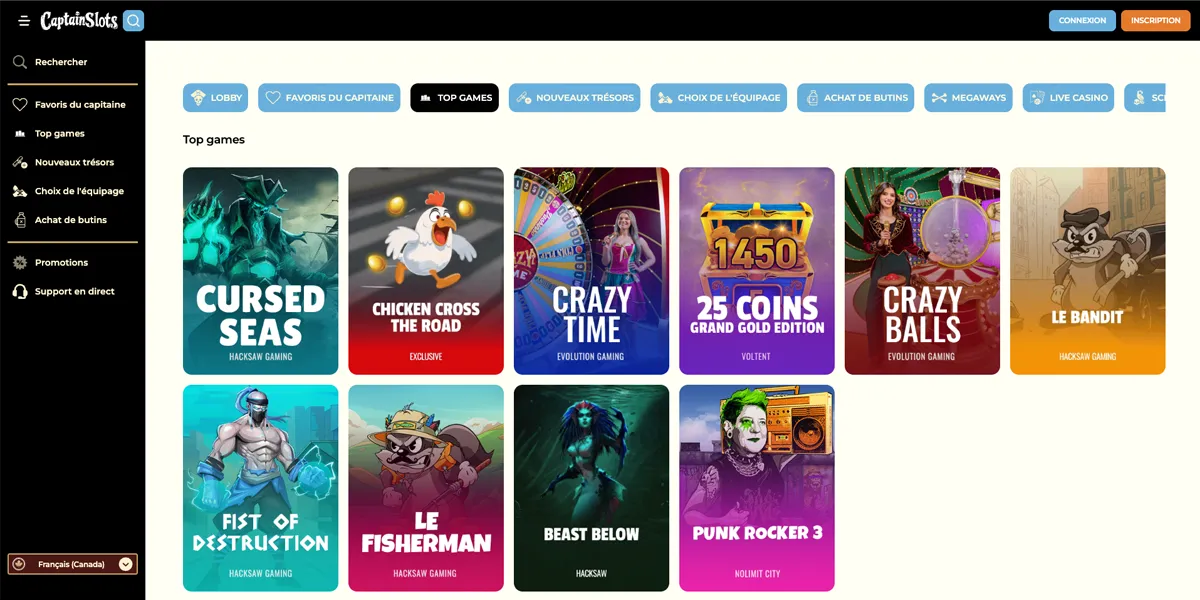 Bannière promotionnelle Captain Slots Casino – Plus de 4 500 jeux disponibles