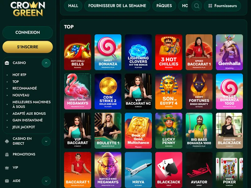Crowngreen Casino - Plus de 3 000 jeux et fournisseurs premium