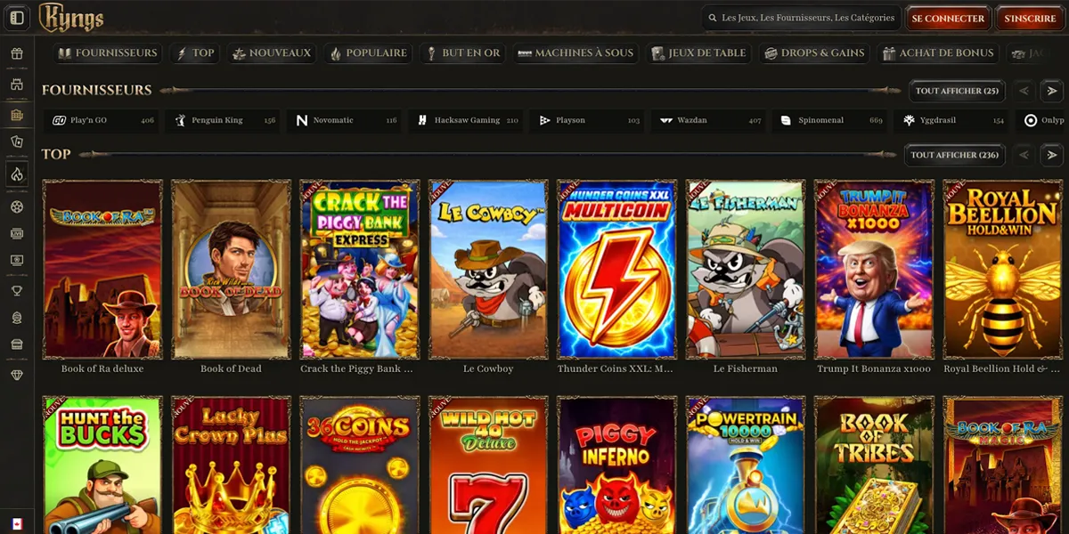 Catalogue de jeux Kyngs Casino