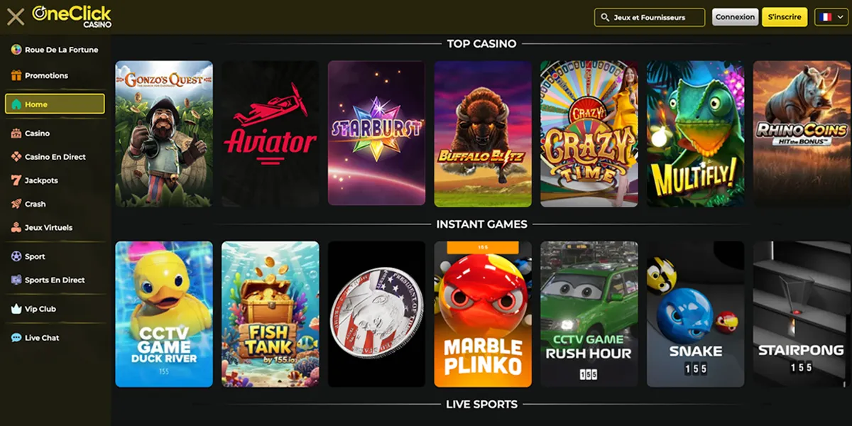Catalogue de jeux OneClick Casino