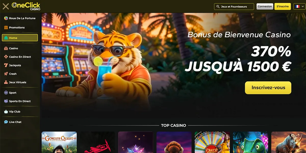 Bannière promotionnelle de Oneclick Casino, bonus de bienvenue